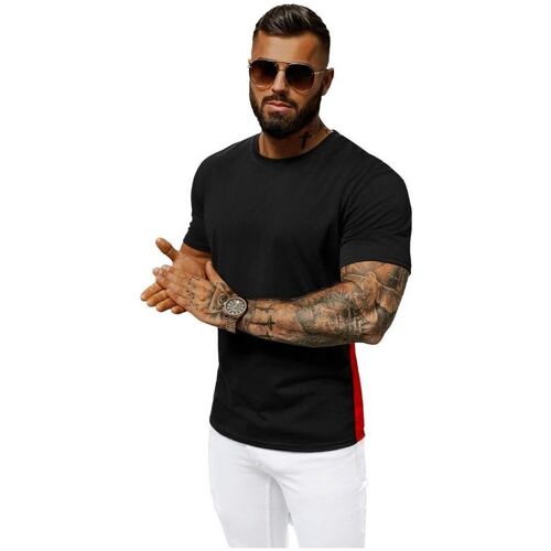Textil Muži Trička s krátkým rukávem Ozonee Pánské tričko s krátkým rukávem Face černá Černá