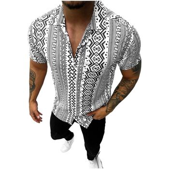 Textil Muži Košile s dlouhymi rukávy Ozonee Pánská košile s krátkým rukávem Ferdinanda Šedá