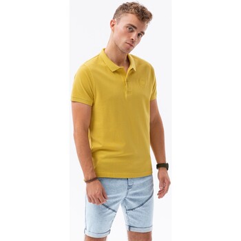 Ombre Pánské tričko s límečkem Douglas žlutá Žlutá