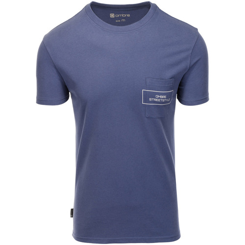 Textil Muži Trička s krátkým rukávem Ombre Pánské tričko s potiskem Relu modrá Modrá