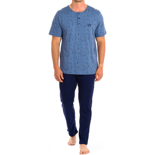 Textil Muži Pyžamo / Noční košile Kisses&Love PJ1403-MAVI Modrá