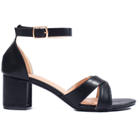 Boty Ženy Sandály Pk Pěkné černé dámské  sandály na širokém podpatku 