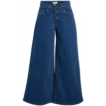 Textil Ženy Kalhoty Object Jeans Moji Wide - Medium Blue Denim Modrá
