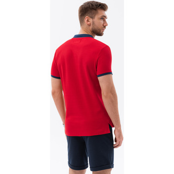 Ombre Pánské tričko s límečkem Belath červená Červená