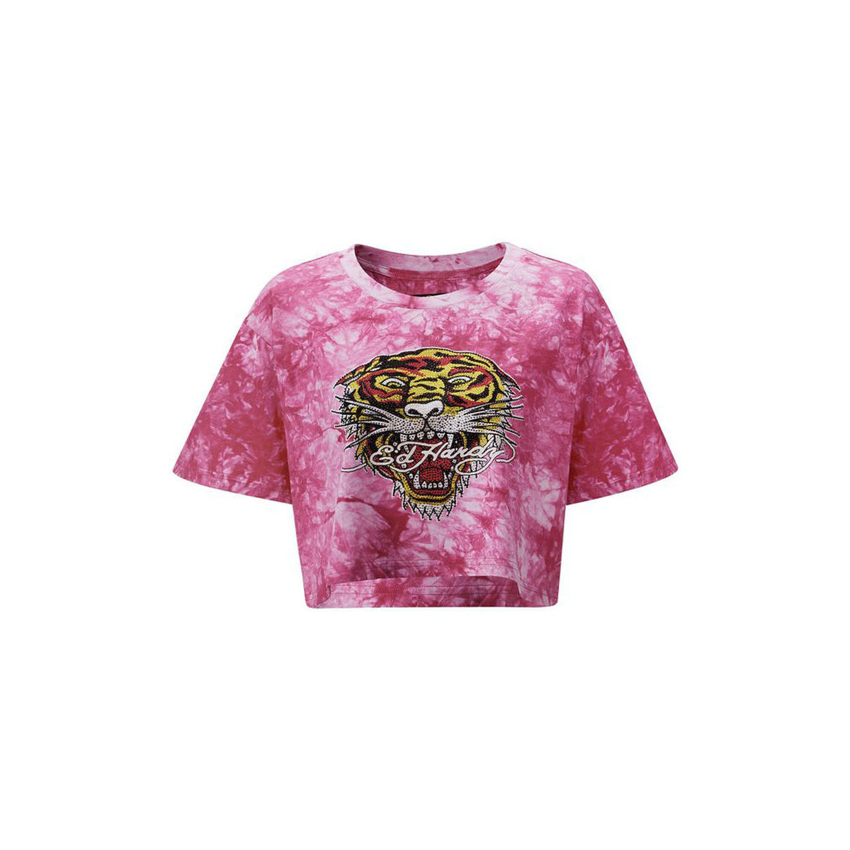 Textil Ženy Trička & Pola Ed Hardy Los tigre grop top hot pink Růžová