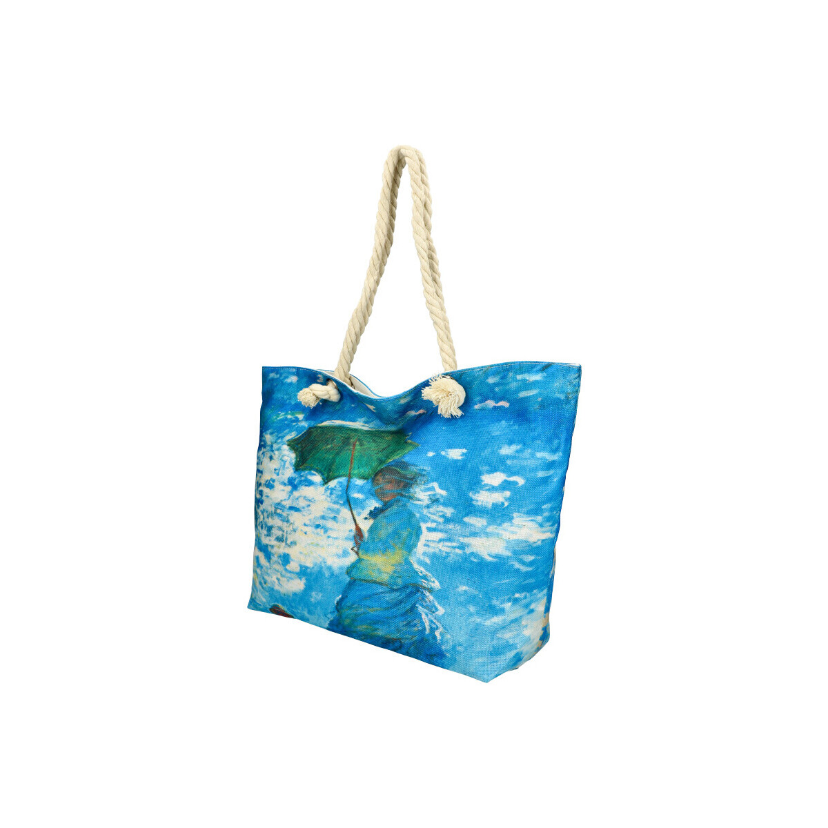 Taška Ženy Kabelky přes rameno Linea Moda Velká plážová taška v malovaném designu modrá HB002 Modrá