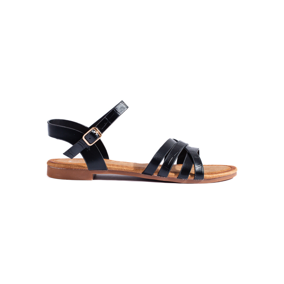 Boty Ženy Sandály Pk Luxusní dámské  sandály černé bez podpatku 