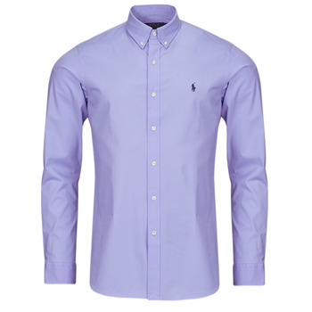 Polo Ralph Lauren Košile s dlouhymi rukáv CHEMISE AJUSTEE SLIM FIT EN POPELINE UNIE - Modrá
