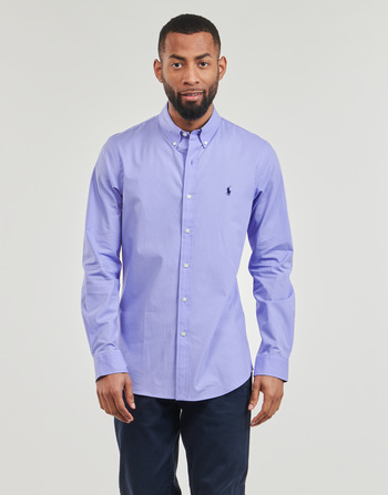 Textil Muži Košile s dlouhymi rukávy Polo Ralph Lauren CHEMISE AJUSTEE SLIM FIT EN POPELINE UNIE Modrá