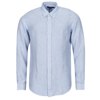 Textil Muži Košile s dlouhymi rukávy Polo Ralph Lauren CHEMISE COUPE DROITE EN LIN Modrá / Bílá / Modrá  / Bílá
