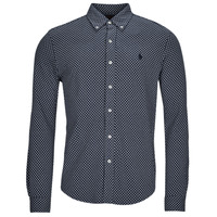 Textil Muži Košile s dlouhymi rukávy Polo Ralph Lauren CHEMISE AJUSTEE COL BOUTONNE EN POLO FEATHERWEIGHT Tmavě modrá