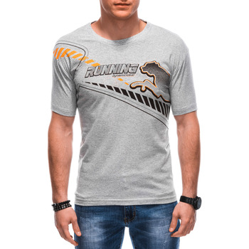 Textil Muži Trička s krátkým rukávem Deoti Pánské tričko s potiskem Sikai šedo-oranžová Šedá
