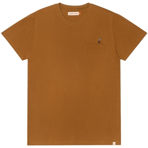 Textil Muži Trička & Pola Revolution Regular T-Shirt 1330 HIK - Light Brown Hnědá