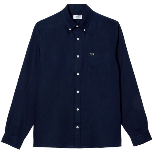 Textil Muži Košile s dlouhymi rukávy Lacoste Linen Casual Shirt - Marine Modrá