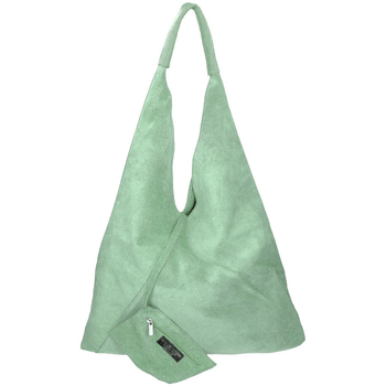 Taška Ženy Kabelky  Borse In Pelle Kožená velká dámská kabelka přes rameno Alma mentolová zelená Zelená