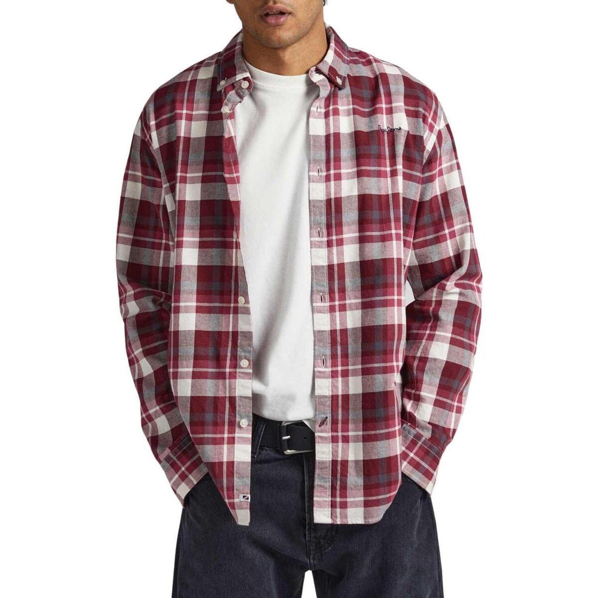 Textil Muži Košile s dlouhymi rukávy Pepe jeans  Červená