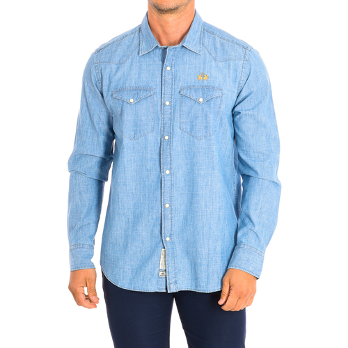 Textil Muži Košile s dlouhymi rukávy La Martina TMC003-DM091-D7001 Modrá