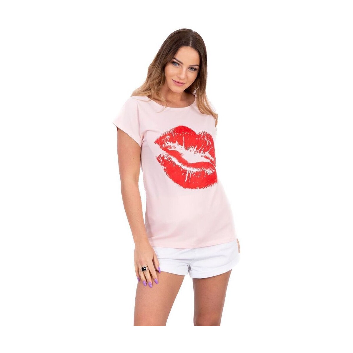 Textil Ženy Trička & Pola Kesi Dámské tričko s potiskem Into pudrová růžová Růžová