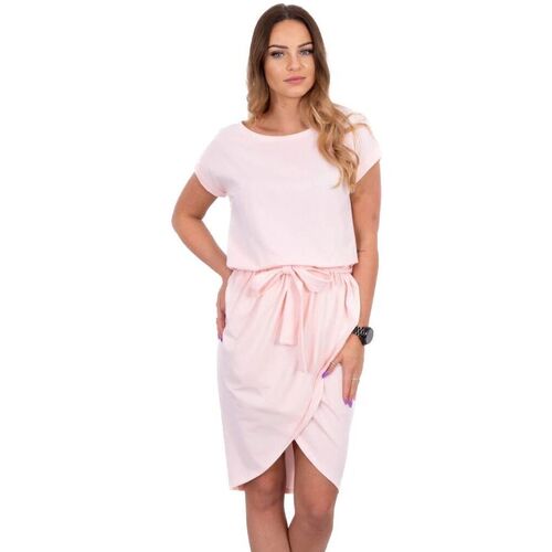 Textil Ženy Krátké šaty Kesi Dámské mini šaty Regular pudrová růžová Růžová