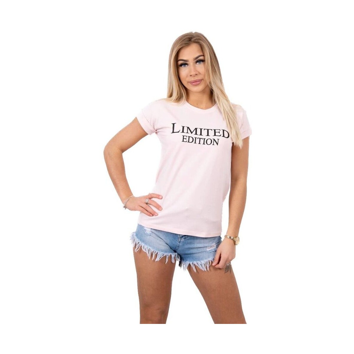 Textil Ženy Trička & Pola Kesi Dámské tričko s potiskem Denzel pudrová růžovo-černá Růžová