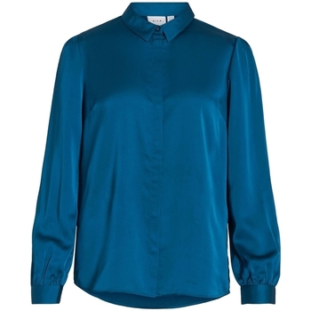Vila Noos Ellette Satin Shirt - Moroccan Blue Modrá