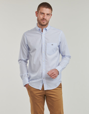 Textil Muži Košile s dlouhymi rukávy Gant REG POPLIN STRIPE SHIRT Bílá / Modrá