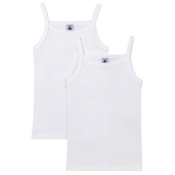 Textil Dívčí Tílka / Trička bez rukávů  Petit Bateau A0AA6 X2 Bílá
