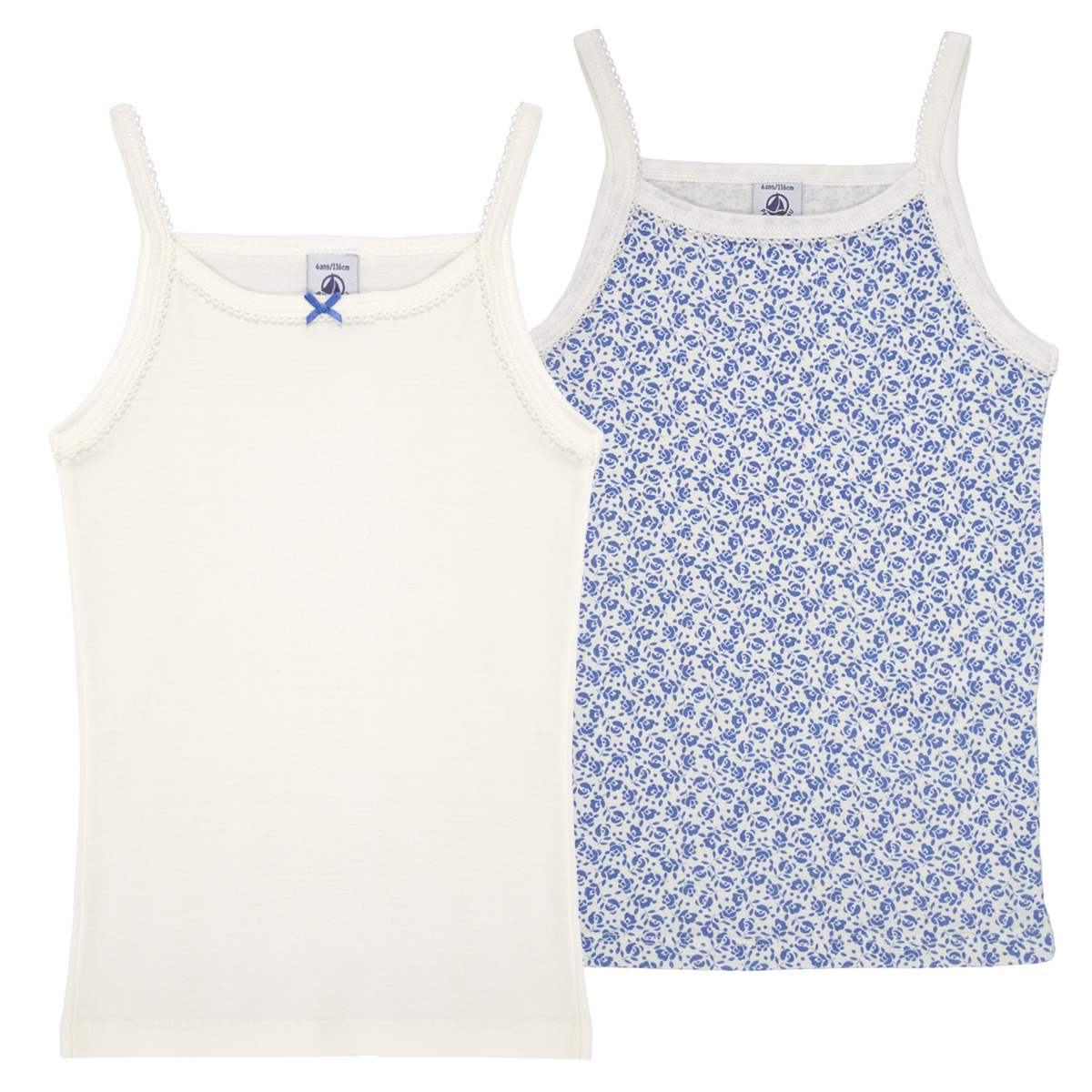 Textil Dívčí Tílka / Trička bez rukávů  Petit Bateau A0A4D X2 Modrá / Bílá