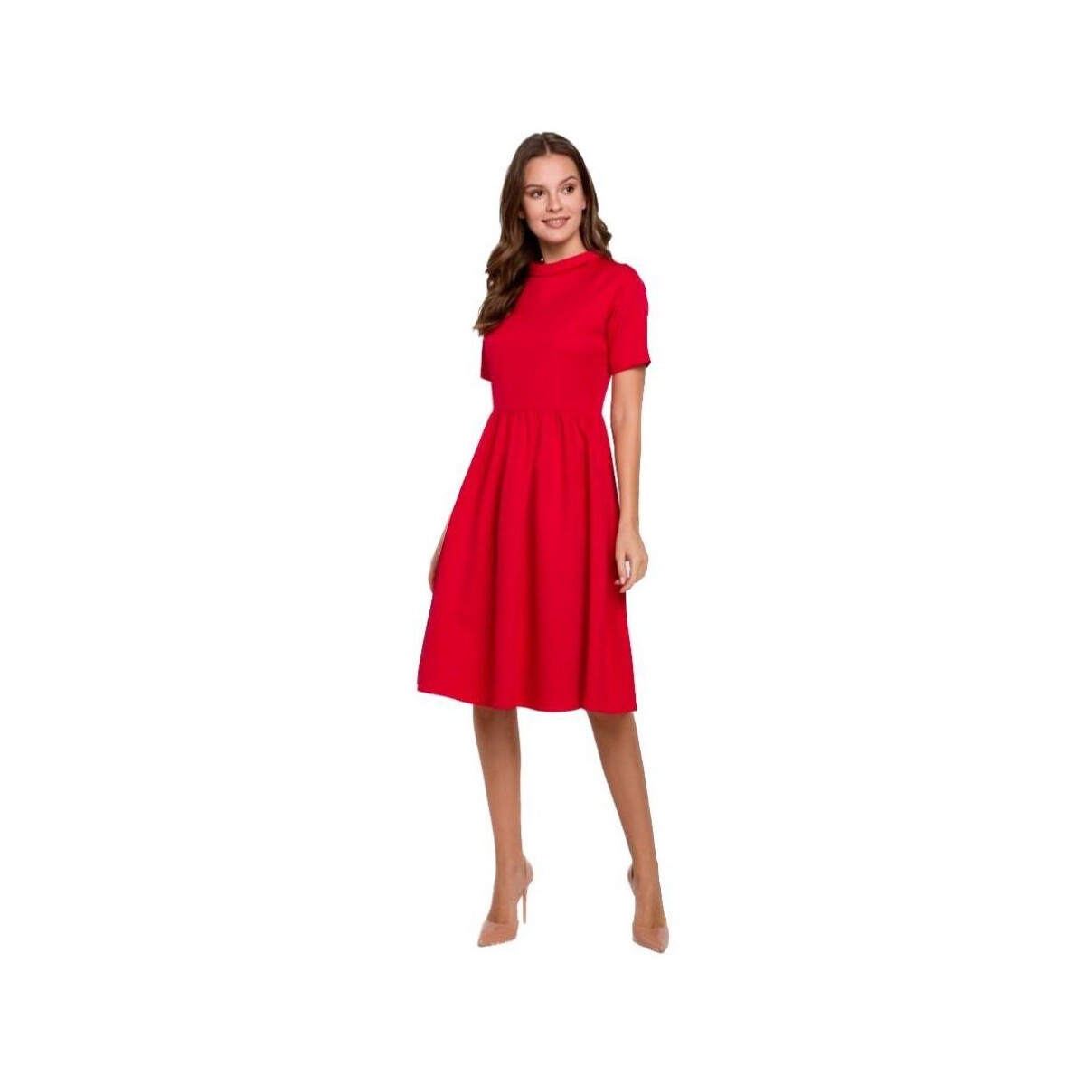 Textil Ženy Krátké šaty Makover Dámské midi šaty Molla K028 červená Červená
