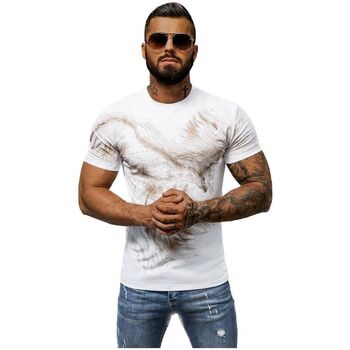 Textil Muži Trička s krátkým rukávem Ozonee Pánské tričko s potiskem Gyuse bílá Bílá