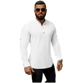 Textil Muži Košile s dlouhymi rukávy Ozonee Pánská košile s dlouhým rukávem Nurnemat bílá Bílá