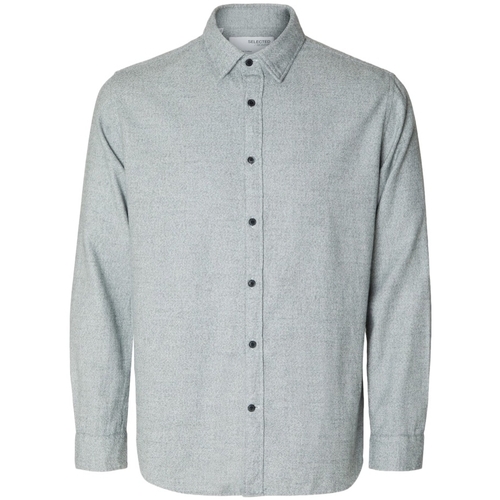 Textil Muži Košile s dlouhymi rukávy Selected Regowen-Twist L/S - Grey/Asphalt Hnědá