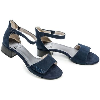 Jana 8-28261-20 modré dámské sandály na podpatku šíře H Modrá