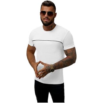 Textil Muži Trička s krátkým rukávem Ozonee Pánské tričko s potiskem Enuyi bílá Bílá