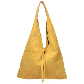Taška Ženy Kabelky  Borse In Pelle Kožená velká dámská kabelka Alma hořčicová žlutá Žlutá