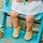 Boty Děti Bačkůrky pro miminka Attipas Stripes - Mustard Žlutá