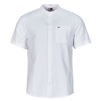 Tommy Jeans Košile s krátkými rukávy TJM REG MAO LINEN BLEND SS SHIRT - Bílá