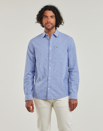 Textil Muži Košile s dlouhymi rukávy Tommy Jeans TJM REG LINEN BLEND SHIRT Modrá