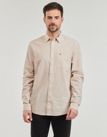 Textil Muži Košile s dlouhymi rukávy Tommy Jeans TJM REG LINEN BLEND SHIRT Béžová