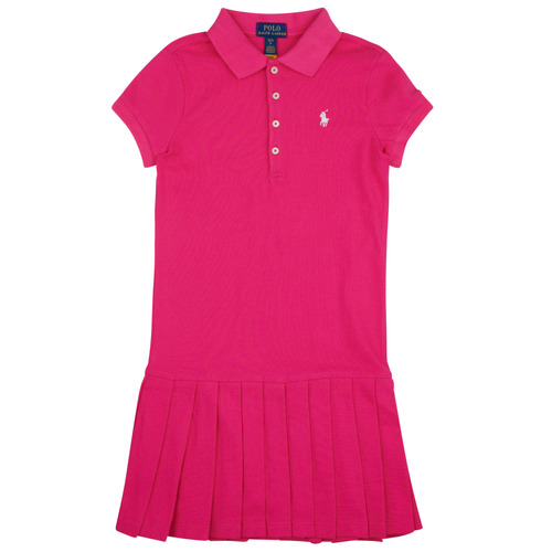 Textil Dívčí Krátké šaty Polo Ralph Lauren SSPLTPOLODRS-DRESSES-DAY DRESS Růžová