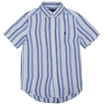 Textil Chlapecké Košile s krátkými rukávy Polo Ralph Lauren  Modrá / Nebeská modř / Bílá