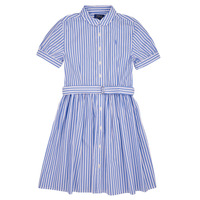 Textil Dívčí Krátké šaty Polo Ralph Lauren FAHARLIDRSS-DRESSES-DAY DRESS Modrá / Bílá / Modrá / Bílá