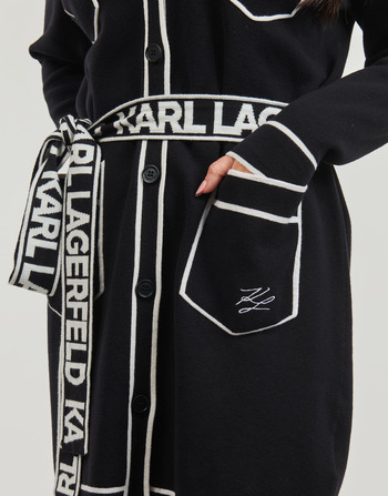 Karl Lagerfeld BRANDED BELTED CARDIGAN Černá / Bílá