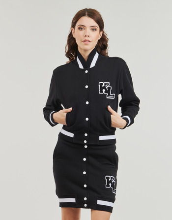 Textil Ženy Bundy Karl Lagerfeld varsity sweat jacket Černá / Bílá