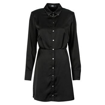 Textil Ženy Krátké šaty Karl Lagerfeld karl charm satin shirt dress Černá / Bílá