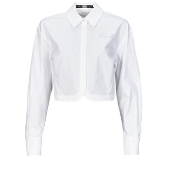 Karl Lagerfeld Košile / Halenky crop poplin shirt - Bílá