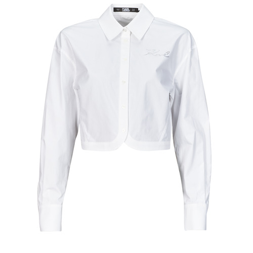 Textil Ženy Košile / Halenky Karl Lagerfeld crop poplin shirt Bílá