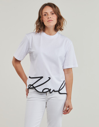 Karl Lagerfeld karl signature hem t-shirt Bílá