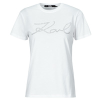 Textil Ženy Trička s krátkým rukávem Karl Lagerfeld rhinestone logo t-shirt Bílá