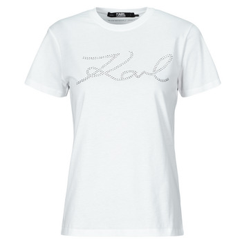 Karl Lagerfeld Trička s krátkým rukávem rhinestone logo t-shirt - Bílá